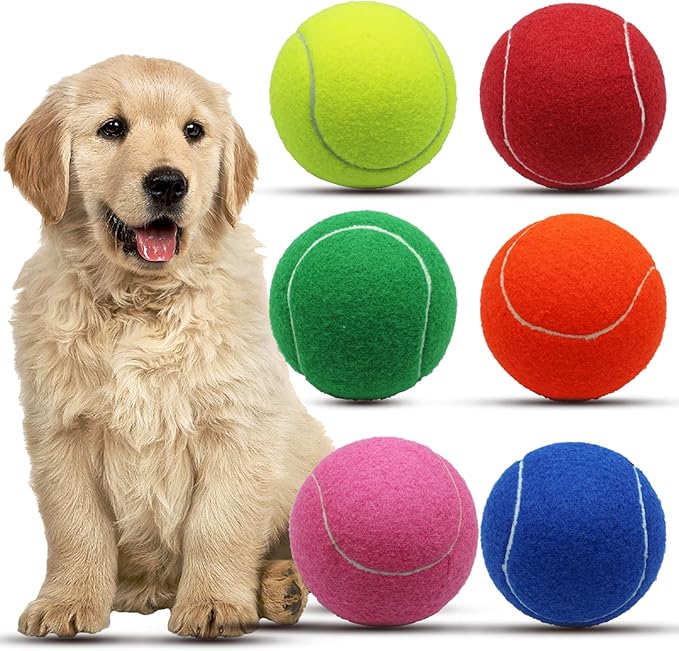 Magicorange Large Tennis Balls for Dogs, 6 Pack 4 Inch Big Tennis Ball Pet Chew Toy Large Balls for Outdoor/Indoor Sports (Multicolor, 6 Pack)