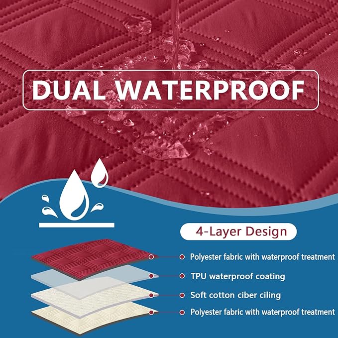 hyha Waterproof Dog Blanket, Reversible Pet Bed Blanket, Soft Sofa Couch Cover for Dogs Washable, Waterproof Pet Couch Covers for Sofa Puppy Cats Furniture Protector(40"x80", Wine Red/Beige)