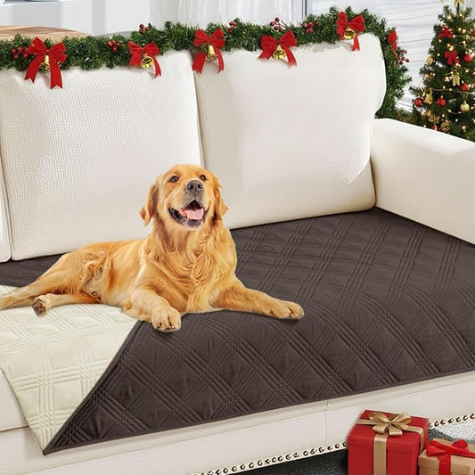 hyha Waterproof Dog Blanket, Reversible Pet Bed Blanket, Soft Sofa Couch Cover for Dogs Washable, Waterproof Pet Couch Covers for Sofa Puppy Cats Furniture Protector(30"x70", Chocolate/Beige)