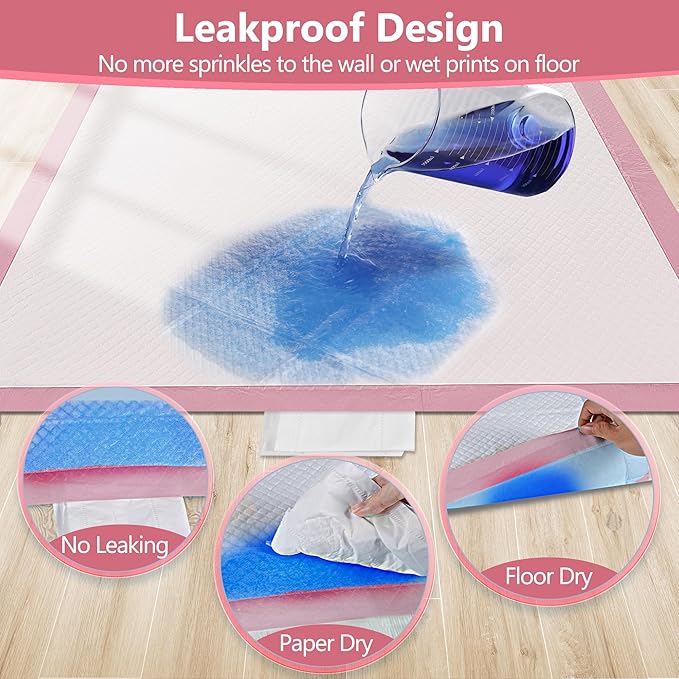 Gimars XXL 30“x36” Thicken 6 Layers Ultra Absorbency Dog Pee Pad Extra Large 3S Quick Dry Leakproof Disposable Urine Pads for Dogs, Cats, Rabbits Pets Pink