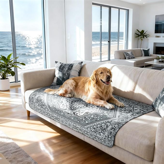 FXW Washable Pee Pads for Dogs, Puppy Pads with Super Absorbent, Specifically Designed for FXW Rollick/Homeplus 24inch 6 Panels Dog Playpen, 39" x 63" Rectangle, Boho Grey, 1 Pack