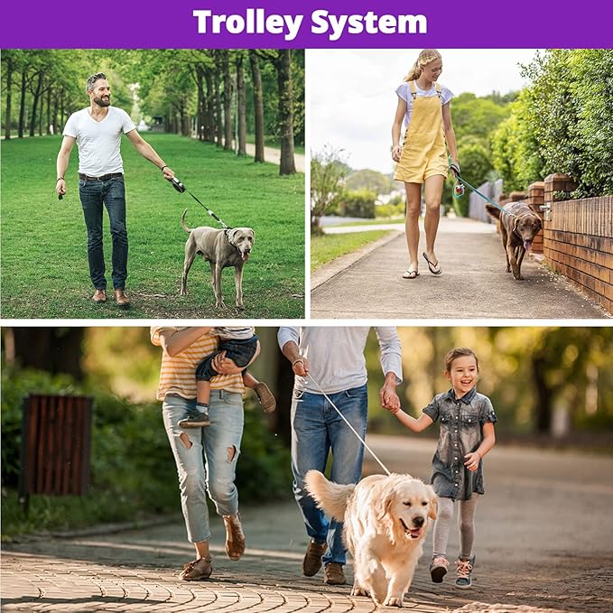 Long Dog Leash 50 FT: Heavy Duty Rope Leashes for Dogs Training with Swivel Lockable Hook Reflective Threads Bungee and Padded Handle - Dog Lead for Large Small Medium Dogs Outside Walking Hiking