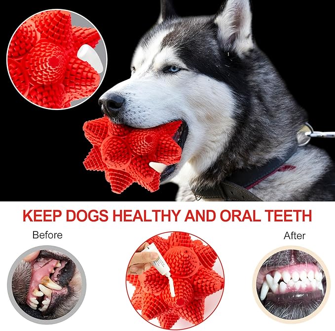 LiuMelinda Dog Chew Toys for Aggressive-Chewers - Indestructible Dog Toy for Aggressive Chewer，Tough Chew Toys for Dogs （Rubber Stacked Star Ball）