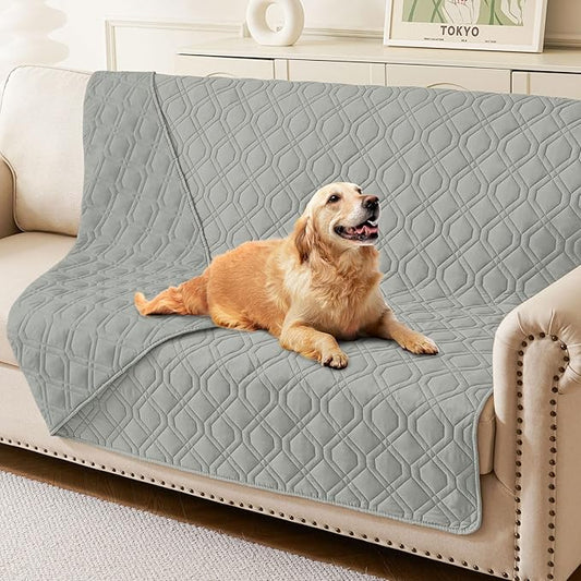hyha Waterproof Dog Bed Blanket, Soft Pet Blankets, Waterproof Couch Cover for Dogs, Reversible Sofa Covers Washable for Furniture (68x82 Inch, Grey/Grey)