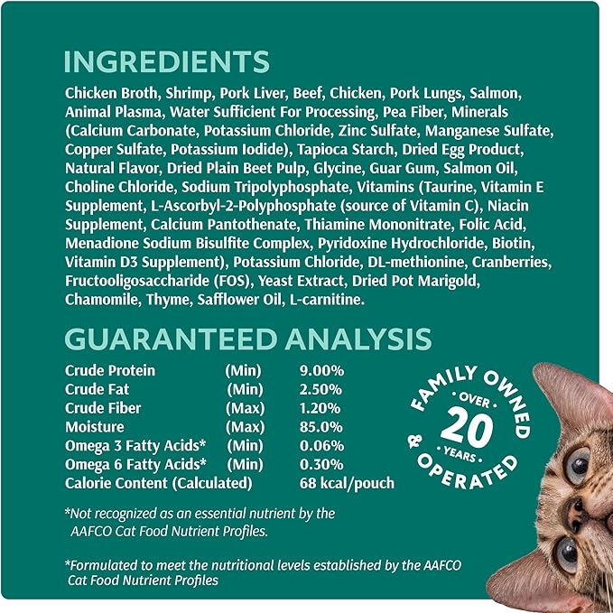 Optimeal Grain-Free Wet Cat Food Pouches – Shrimp & Salmon in Savory Gravy, High Protein & Moisture-Rich Tender Morsels, Indoor Adult Cat Food Wet with Natural European Ingredients, 3 oz (Pack of 12)