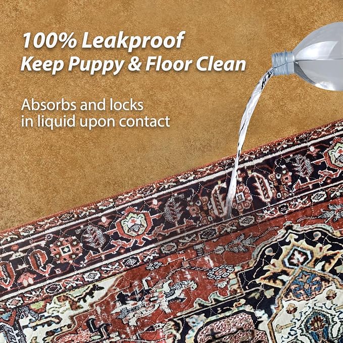 nunubaby 2PACK Washable Pee Pads for Dogs, Stylish, Non-Slip and Leak-Proof Pee Pads. Reusable Potty Pads for Dogs for Crates and Floors.(Red/Rect, 72" x72" )