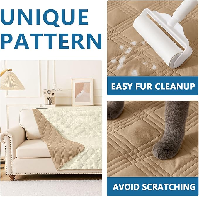 hyha Waterproof Dog Blanket, Reversible Pet Bed Blanket, Soft Sofa Couch Cover for Dogs Washable, Waterproof Pet Couch Covers for Sofa Puppy Cats Furniture Protector(30"x70", Camel/Beige)