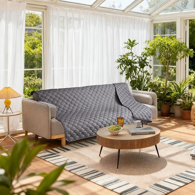 gogobunny 3X Stronger Waterproof Pet Blanket, Scratch Proof Furniture Protector for Dogs Cats, Reversible Cover 82x120 Inch, Dark Grey