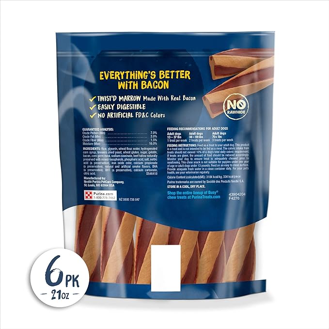 Purina Busy With Beggin' Made in USA Facilities Small/Medium Breed Dog Treats, Twist'd - (2) 6 ct. Pouches