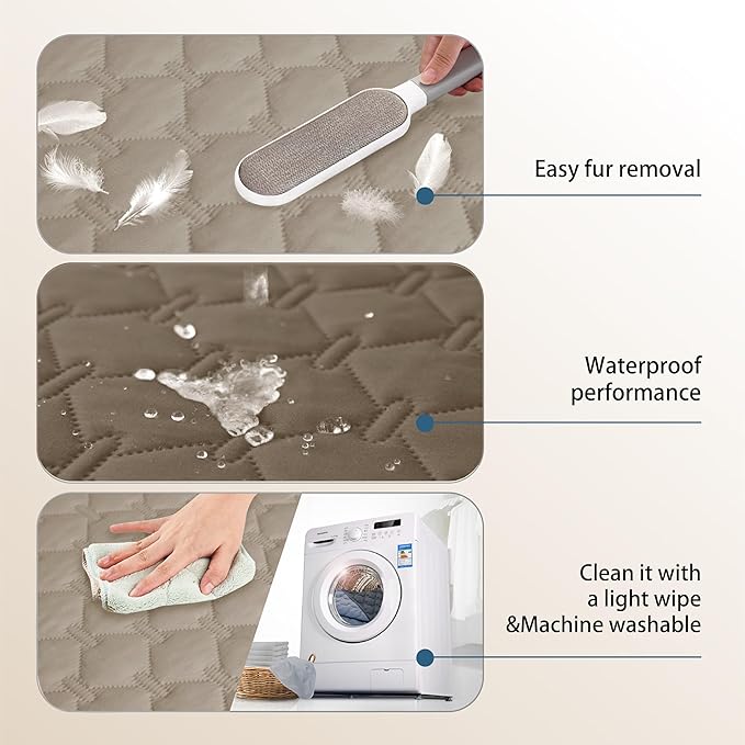 gogobunny 100% Double Sided Waterproof Dog Blanket Soft Pet Bed Cover Reversible Protect Furniture Couch Sofa Car for Puppy Cat Kids (Dark Walnut/Light Walnut, 82x82 Inch (Pack of 1))