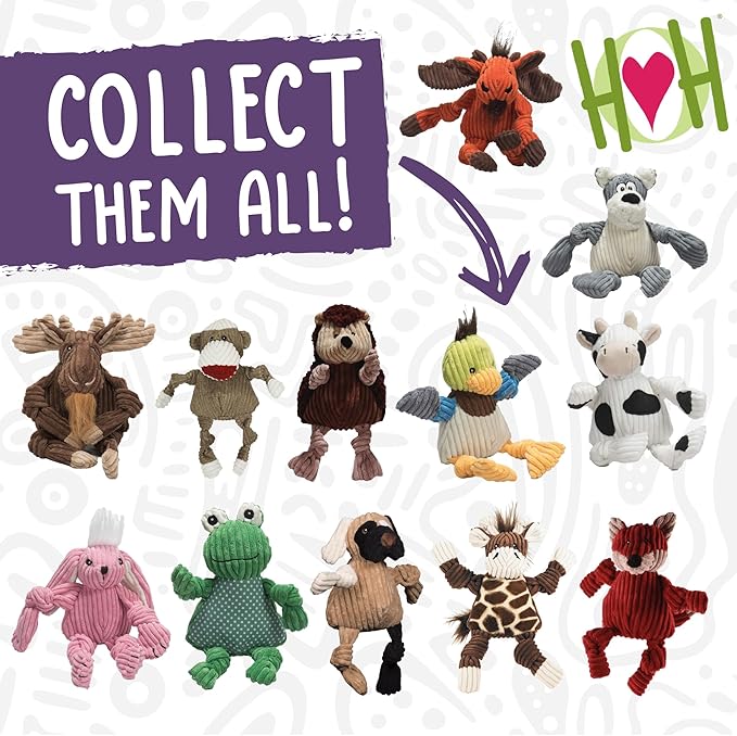 HuggleHounds Knottie Plush Dog Toy - Dog Stuffed Animal Toy, Puppy Toys, Squeaky Dog Toy for Small, Medium & Large Dogs, Durable Plush to Keep Them Busy - Morris Moose, Small