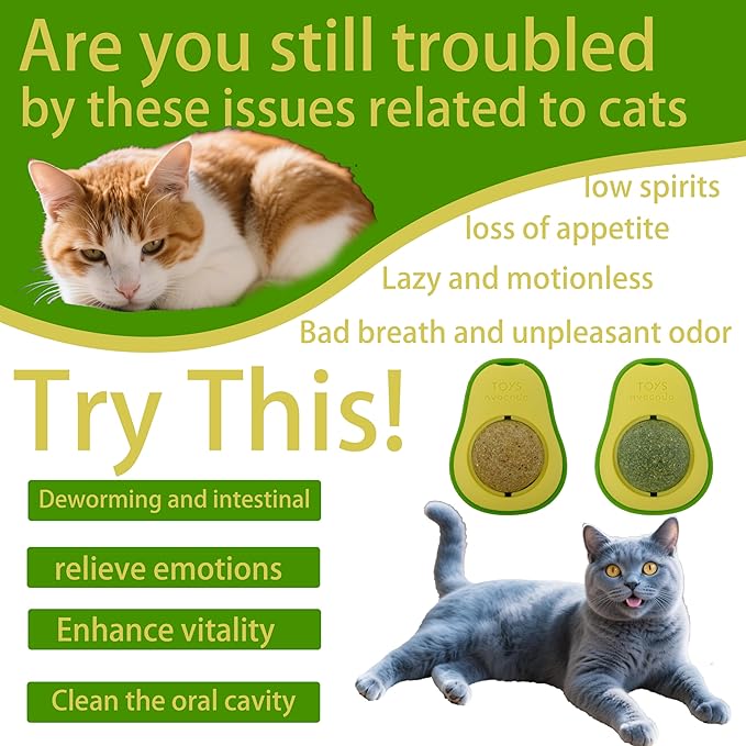 Pet Chew Toy for cat，Avocado - Shaped Pet Chew Toy for Teeth Grinding and Digestive Health2PCS