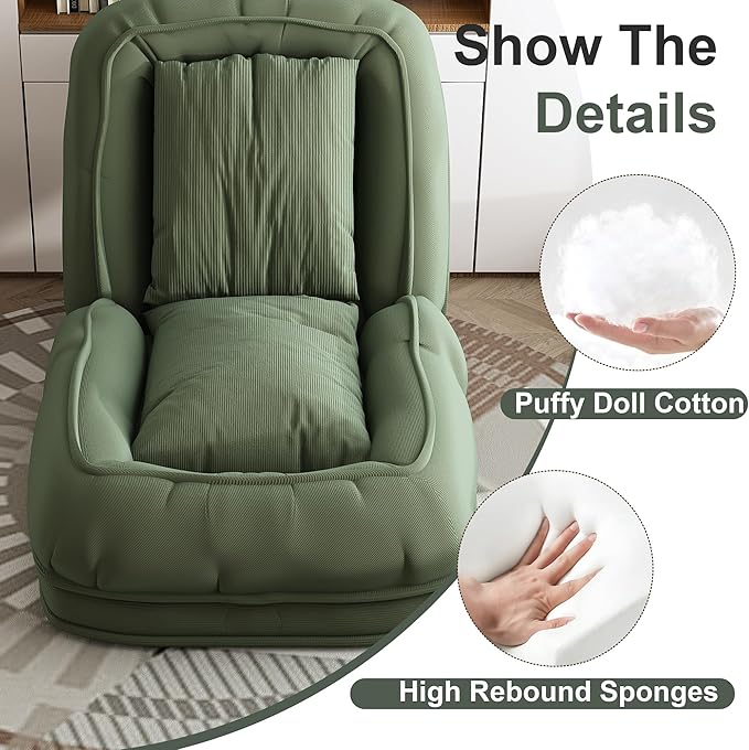 KEIKI Corduroy Human Size Dog Bed, Oversized Foldable Human Dog Bed for Adults and Pets, Adjustable Lounge Sofa Bed with Cushions, Giant Dog Bed for Humans, Green