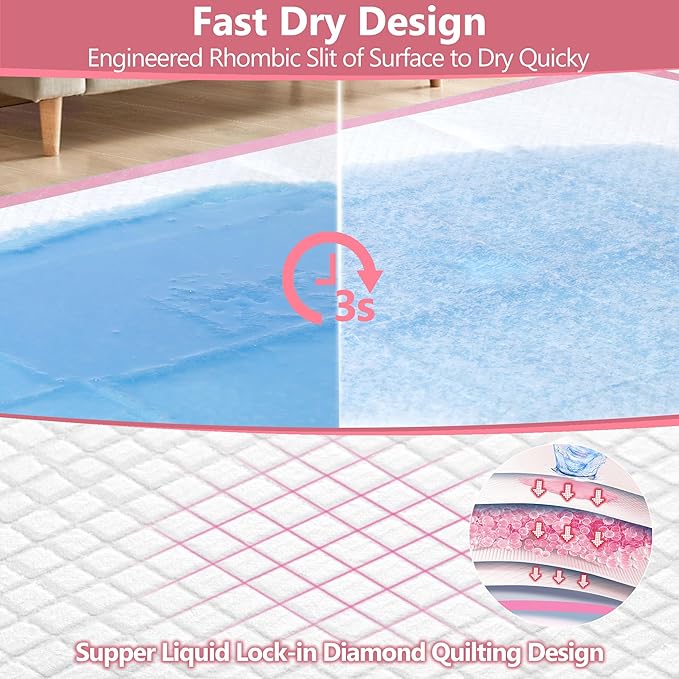 Gimars XXL 30“x36” Thicken 6 Layers Ultra Absorbency Dog Pee Pad Extra Large 3S Quick Dry Leakproof Disposable Urine Pads for Dogs, Cats, Rabbits Pets Pink