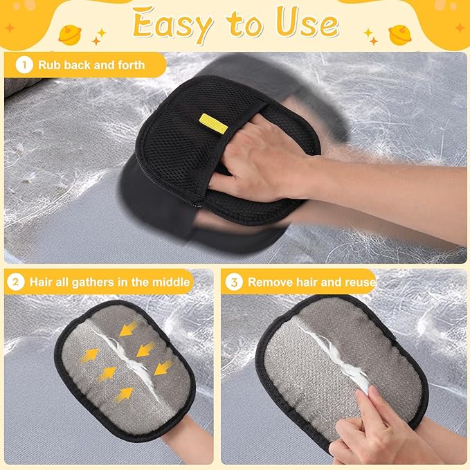 Mity rain 2PCS Pet Hair Removal Glove, Reusable Magical Brush Pet Hair for Cats & Dogs, Electrostatic Pet Hair Remover for Laundry, Carpet, Furniture, Car, Bedding, Easy Cleaning & Grooming Tool