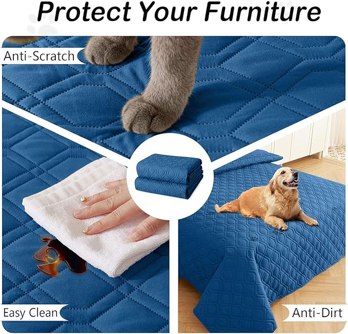 hyha Waterproof Dog Bed Blanket, Soft Pet Blankets, Waterproof Couch Cover for Dogs, Reversible Sofa Covers Washable for Furniture (40x70 Inch, Navy Blue/Navy Blue)