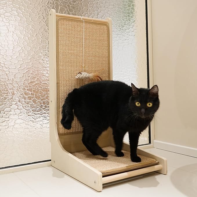 PETKARAY Vertical Sisal Cat Scratcher Board, Right Angle Scratching Post and Scratch Pad for Indoor Cats, Wall Furniture Protector