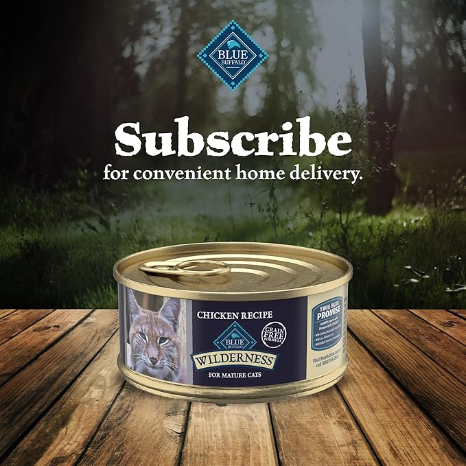 Blue Buffalo Wilderness High-Protein Grain-Free Wet Food for Adult Cats 7+, Chicken Recipe, 5.5-oz., 24-Count
