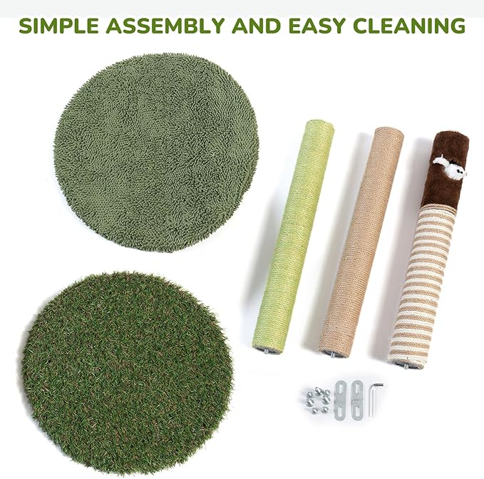 Cat Tree Tower with 3 Scratcher Posts 22inch Tall Cat Tree Sisal Scratching Posts with Fun Cat Toys for Kitty and Adult Cats Small Cat Tower and Perch Bed for Indoor Cats (Green)