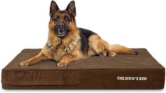 The Dog’s Bed Orthopedic Memory Foam Dog Bed, Brown Plush XL, Pain Relief for Arthritis, Hip & Elbow Dysplasia, Post Surgery, Lameness, Supportive, Calming, Waterproof Washable Cover
