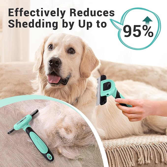 MIU COLOR Pet Grooming Brush, Deshedding Tool for Dogs & Cats, Effectively Reduces Shedding by up to 95% for Short Medium and Long Pet Hair，Spring Green