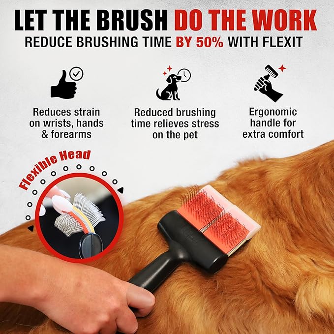 FlexIt Dog Grooming Comb - Perfect for Undercoat Deshedding, Undercoating & Finishing (Comb Only)