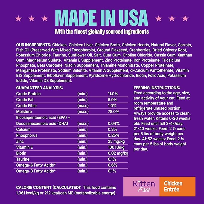 Wellness Complete Health Pate Kitten Wet Cat Food, Natural, Protein-Rich, Grain Free, 3 Ounce, 24 Pack, (Chicken)