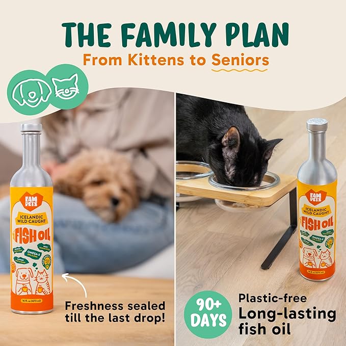 Omega 3 Fish Oil for Dogs (16 oz) - Premium Icelandic Liquid Dog Fish Oil Supplement with EPA DHA for Skin, Coat & Joint Health - Natural Pet Supplement - Leak-Free Aluminum Pour Bottle