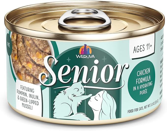 Weruva Senior Cat Food, Chicken in a Hydrating Purée, 3oz Can, Pack of 12