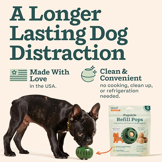 WOOF Pupsicle Refill Pops, Delicious Long Lasting Dog Treats, Pre-Made Pupsicle Refills for Dogs, Wholesome Ingredients, Low-Mess Beef Pet Treats - Small Pops - 10 Count - 3 Pack