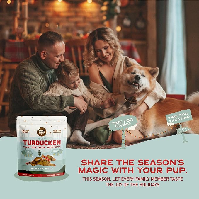Smart Cookie Turducken Holiday Dog Treats - Turkey, Duck and Chicken Christmas Dog Treats - Healthy, All Natural, Grain Free, Human-Grade - Made in USA - 5oz (Pack of 3)