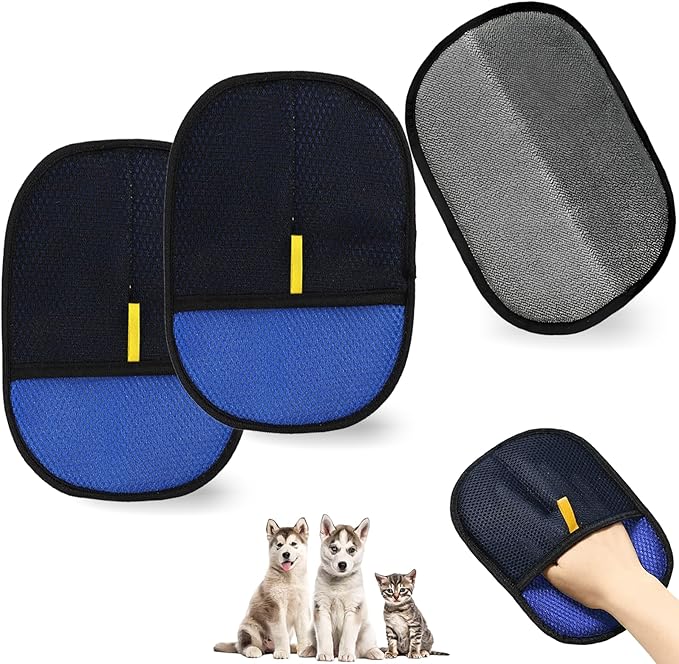 Pet Hair Remover Glove, 3PCS Cat Dog Hair Remover, Magic Electrostatic Pet Hair Brush Glove, Reusable Pet Hair Removal Tool for Furniture, Clothes, Couch, Bed, Carpet, Car Seat