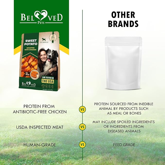 Sweet Potato Dog Treats & Chicken Jerky Wraps 10.6 Oz - Dog Food & High Protein Soft Chews for Large, Medium & Small Breeds - Natural Healthy Training Strips & Rawhide Free Snacks – Puppy Treats