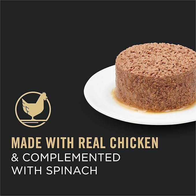 Purina Pro Plan Grain Free Pate Wet Cat Food, Complete Essentials Chicken and Spinach Entree Classic - (Pack of 24) 5.5 oz. Cans