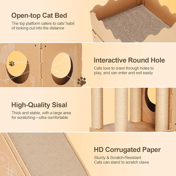 cat House &House Scratching Board Climbing Post/cat Tree Corrugated Cardboard Playhouse