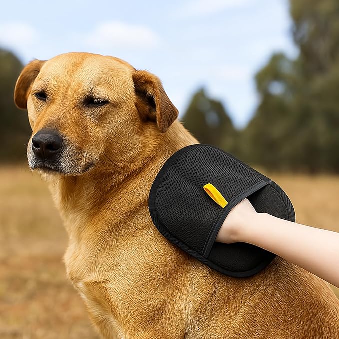 2 Pack Pet Glove for Cats Dogs, Hair Remover Mitt, Easy Clean Shedding Brush, Reusable Mesh Cleaning Glove, Gentle Massage & De-Shedding Tool