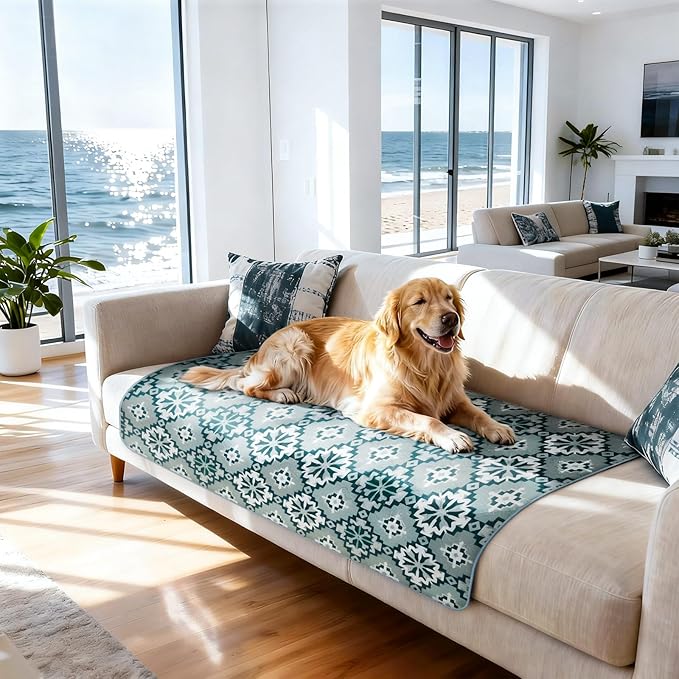 FXW Washable Pee Pads for Dogs, Puppy Pads with Super Absorbent, Specifically Designed for FXW Rollick/Homeplus 24inch 6 Panels Dog Playpen, 39" x 63" Rectangle, Tribal Blue, 1 Pack