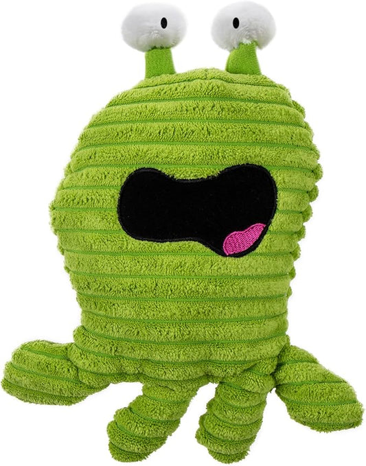 goDog PlayClean Germs Squeaky Plush Dog Toy with Odor-Eliminating Essential Oils, Chew Guard Technology - Green, Large
