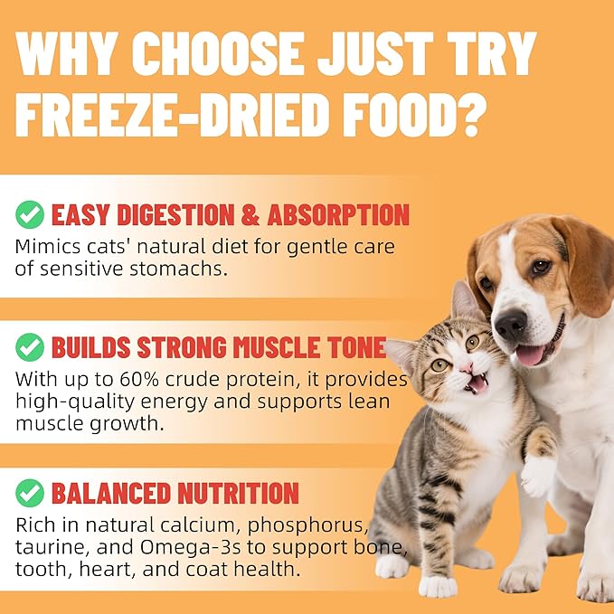 Just Try 16OZ Freeze-Dried Dog Teats Mix for Dogs & Cats - Chicken, Duck, Salmon, Cod, Liver & Heart - Grain-Free, Training & Treats