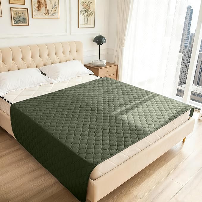 gogobunny 100% Double Sided Waterproof Dog Blanket Soft Pet Bed Cover Reversible Protect Furniture Couch Sofa Car for Puppy Large Dog Cat (Dark Olive/Light Olive, 52x82 Inch (Pack of 1))