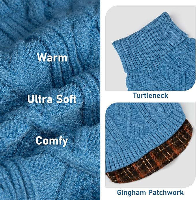 KYEESE Dog Sweater Stretchy Comfy Pet Coat for Fall Winter Cold Weather Soft Pullover Dog Sweaters for Small Dogs Male Warm Turtleneck Small Dogs Sweater