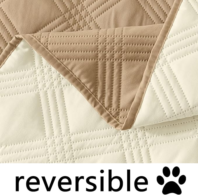 hyha Waterproof Dog Blanket, Reversible Pet Bed Blanket, Soft Sofa Couch Cover for Dogs Washable, Waterproof Pet Couch Covers for Sofa Puppy Cats Furniture Protector(68"x82", Camel/Beige)