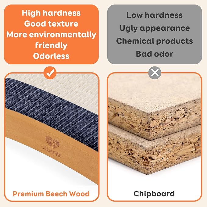 Extra-Larger Sisal Cat Scratcher Bed, Durable Cat Scratching Post with Hammock for Indoor Cats Lounger & Sleep & Scratch, Natural Sisal Cats Scratch Pad, Sturdy Solid Wood Frame (BeigeBlue)