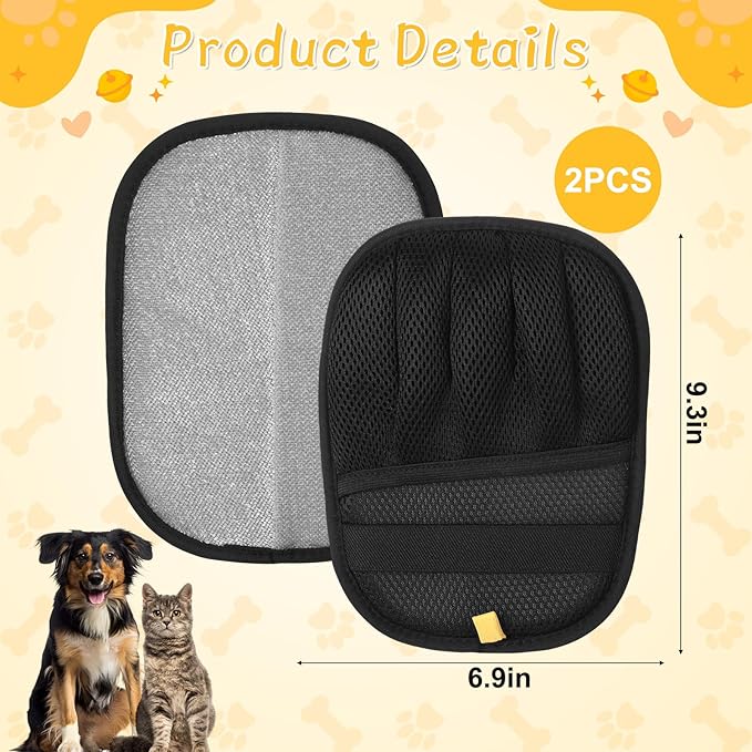2PCS Pet Hair Removal Glove - Upgrade Reusable Pet Hair Remover Glove for Cats & Dogs, Electrostatic Gloves Pet Hair Remover for Couch, Carpet, Furniture, Car, Bedding, Easy Cleaning & Grooming Tool