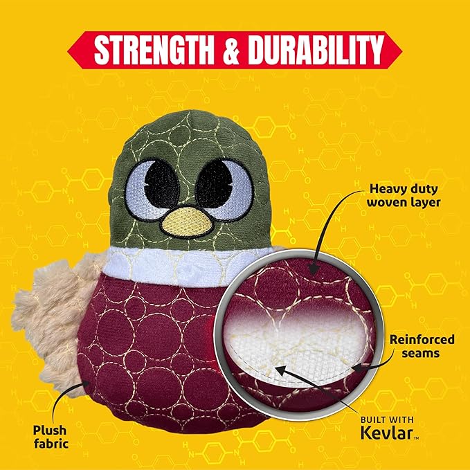 Bite Force -Durable & Strong Dog Toy Beak with Squeaker, Kevlar-Reinforced for Aggressive Chewers for Small Medium Large Dogs - Dark Red.