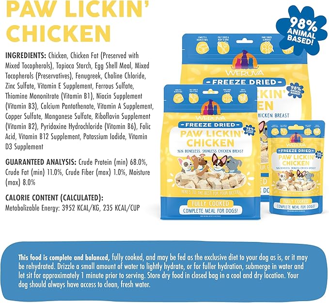 Weruva Dog Freeze Dried, Paw Lickin' Chicken with Chicken Breast, 13oz Bag