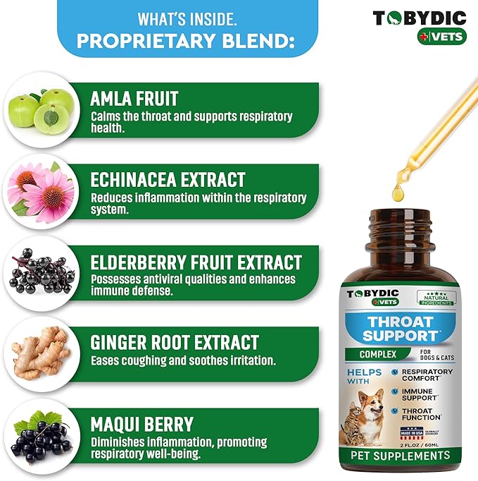 Dry & Wet Kennel Cough Natural Relief for Dogs and Cats - Herbal Treatment Support Helps to Soothe Throat & Respiratory Trachea Comfort Supplement for Pets - Made in USA