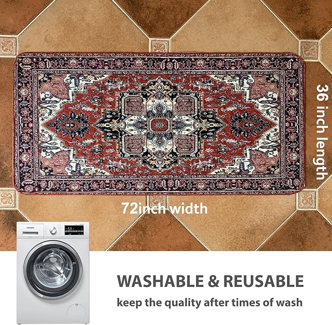 nunubaby Washable Pee Pads for Dogs, Stylish, Non-Slip and Leak-Proof Pee Pads. Reusable Potty Pads for Dogs for Crates and Floors.(Red/Rect, 36" x72" )