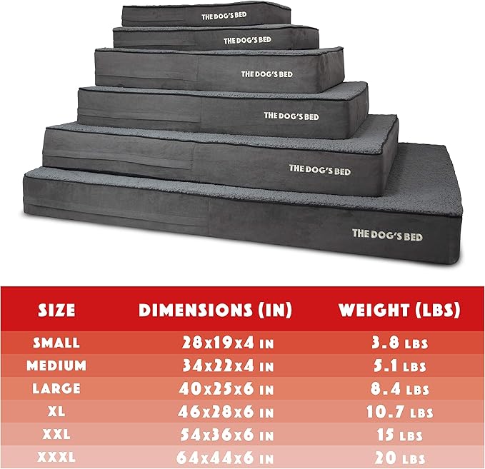 The Dog’s Bed Orthopedic Memory Foam Dog Bed, XXL Grey Plush, Pain Relief for Arthritis, Hip & Elbow Dysplasia, Post Surgery, Lameness, Supportive Calming Waterproof Washable Cover Veterinary Approved