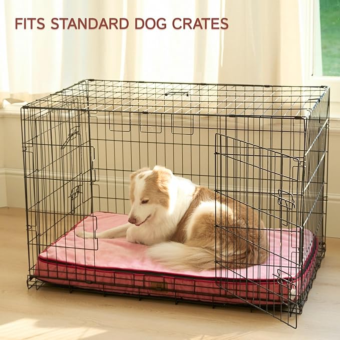 Memory Foam XL Dog Bed - 4” Thick Orthopedic Beds for Extra Large Dogs - Waterproof Dog Bed with Removable Washable Cover & Wrap-Around Zipper - Ultimate Comfort and Easy Maintenance, Pink